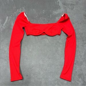 Princess Polly Becca Red Long Sleeve Women's underwire crop Top size 4